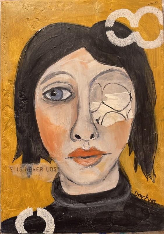 Original Mixed media Outsider Art 5x7 painting - “… Is Never Lost”