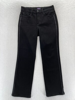 NYDJ Jeans Women's 6P Petite Straight Leg Black Stretch Denim