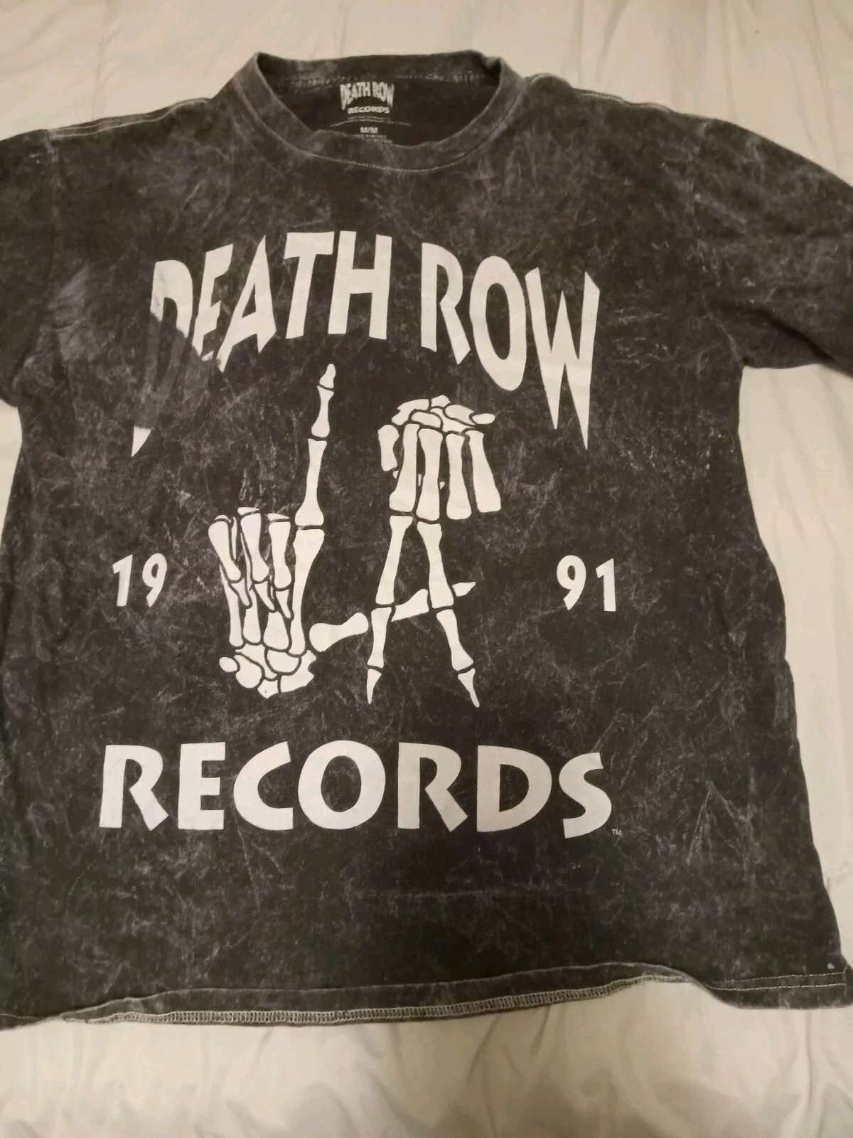FILA Death Row Records camicia donna taglia M vintage 1991 nera invecchiata manica corta
