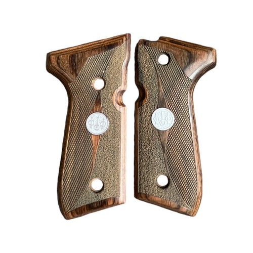 Beretta 92/96 Wood Grips for 92FS/92F W/Screw & Medallion Premium Quality Grip - Picture 3 of 4