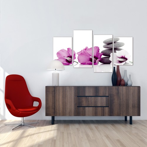Large Pink Flower Floral Canvas Wall Art Pictures 130cm Set XL 4069 - Picture 4 of 9