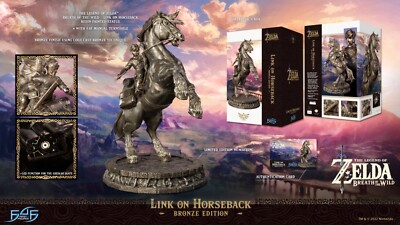 Zelda Link on Horse Bronze Statue First4Figures Breath Wild Tears Kingdom