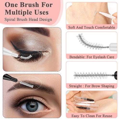 120 Pcs Micro Eyebrow Brush with Cap Brow Spoolies for Eyebrows Eyelash - 第 6/7 張圖片