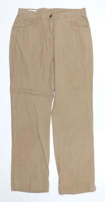 Gina B Damen Beige Leinenmischung Hose Größe 14 Normaler Reißverschluss