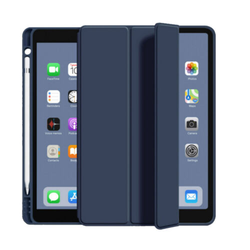 For iPad 7th 8th 9th Air1 2 Mini 5 iPad Pro Smart Wake Case Cover Pencil Holder - Picture 1 of 16