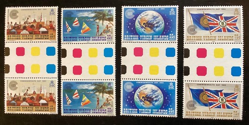 BRITISH VIRGIN ISLAND 1983 Commonwealth Day Traffic light Gutter Pairs MNH (B81)