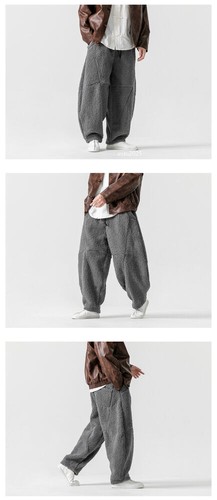 Men's Retro Large Size Faux Lamb Wool Thicken Chinese Style Warm Casual Pants - Picture 13 of 27