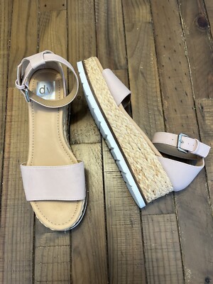DV Dolce Vita Baker Espadrille Platform Sandals Faux Leather Size Nude 