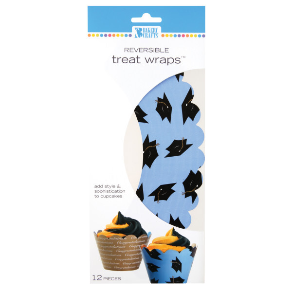 Graduation Blue Cupcake Wrappers - 2 in 1 Reversible - 12 Count-image