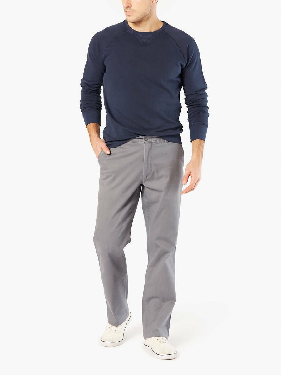 NWT DOCKERS Washed Khaki Straight Fit Stretch Pants • Gray 40W-30L