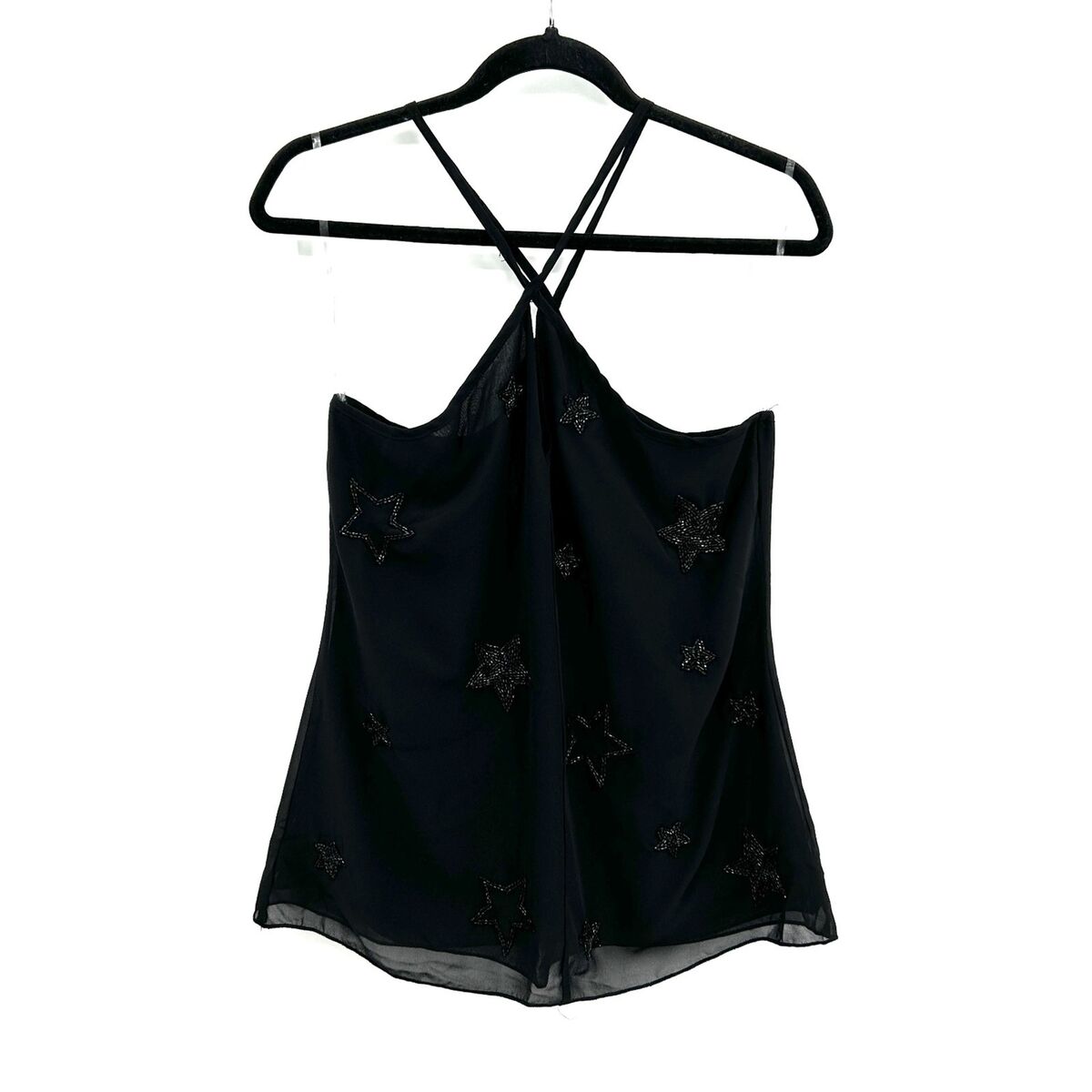 NWT CHASER Black Star Beaded Strappy Halter Flowey Summer NWT CHASER Black Star Beaded Strappy Halter Flowey Summer