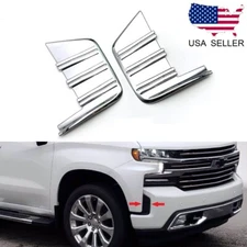 For 2019-2021 Chevy Silverado Chrome Front Bumper Side Vent Cover Trim Bezel