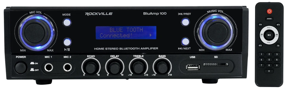 Rockville BLUAMP 100 Home Stereo Bluetooth Amp w/Smart Wifi Streaming Receiver - Image 2 of 4
