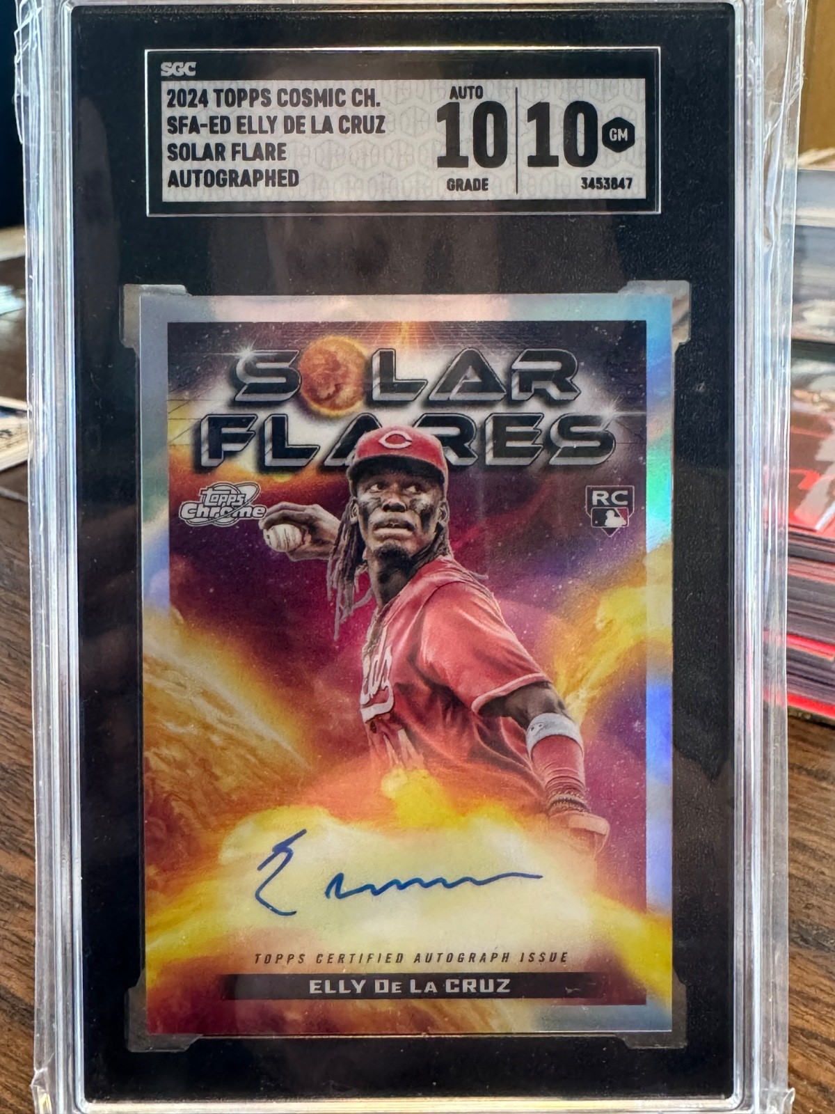 Elly De La Cruz #SFA-ED Baseball Cards 2024 Topps Cosmic Chrome Solar Flare Autograph trading card — raw and PSA graded price guide