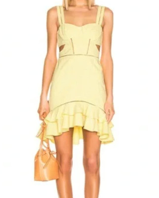 Jonathan Simkhai Yellow Gingham Seersucker Cutout Lined Dress ~ Size 4