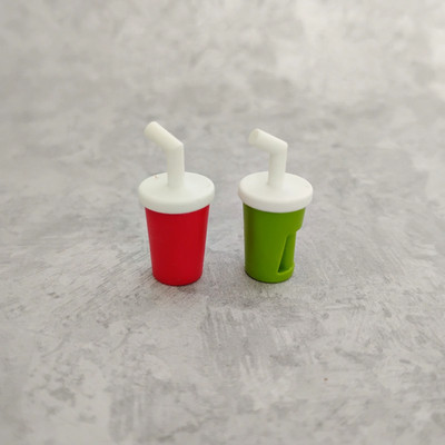 Playmobil Drinking Cup x2 w/ Straws Cafe Restaurant Accessories B12