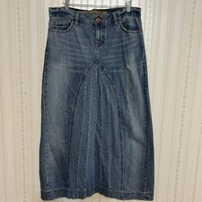 Old Navy Jean Skirt Sz 6 Denim Blue Faded Maxi Vintage Y2K EUC