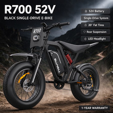 Bluvall 35 MPH 1500W 52V 25Ah 20" Fat Tires 7 Speed Electric Bikes for Adults US