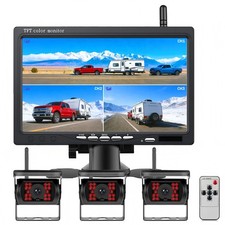 7" Wireless 3 Cam Backup System w/ AI Blind Spot Detection for Truck RV