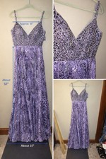 Tony Bowls Le Gala Purple Beaded Animal Print Prom Gown Dress 16 Formal Pageant