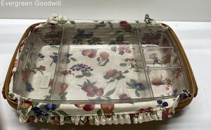 Wide Longaberger Woven basket with 2 Tray Inserts