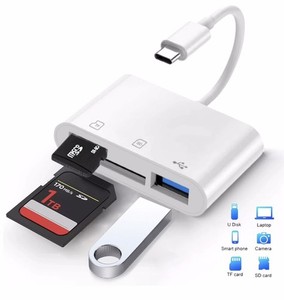 USB C to SD Card Reader, 3-in-1 Hub Converter, Micro SD TF Memory Type-C Adapter
