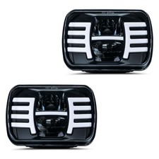 2pcs 7" X 6" Square White  Amber Headlights Turn Signal HI/LO Beam DRL Dayti...