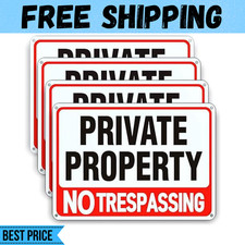 4 Pack Large No Trespassing Signs Private Property, 8X12 Inch Rust Free Aluminum