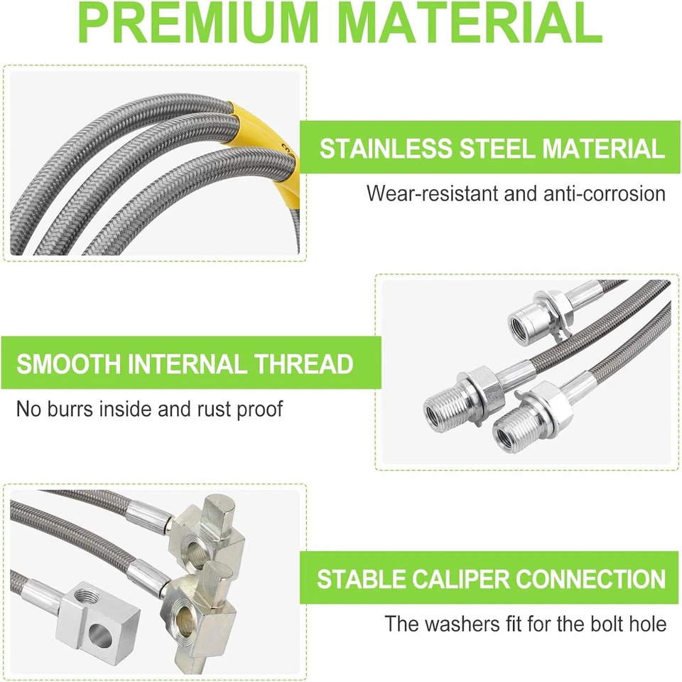 Líneas de freno delanteras y traseras 3 piezas 89340S 89335S, freno extendido de acero inoxidable Li Foto 2 de 4