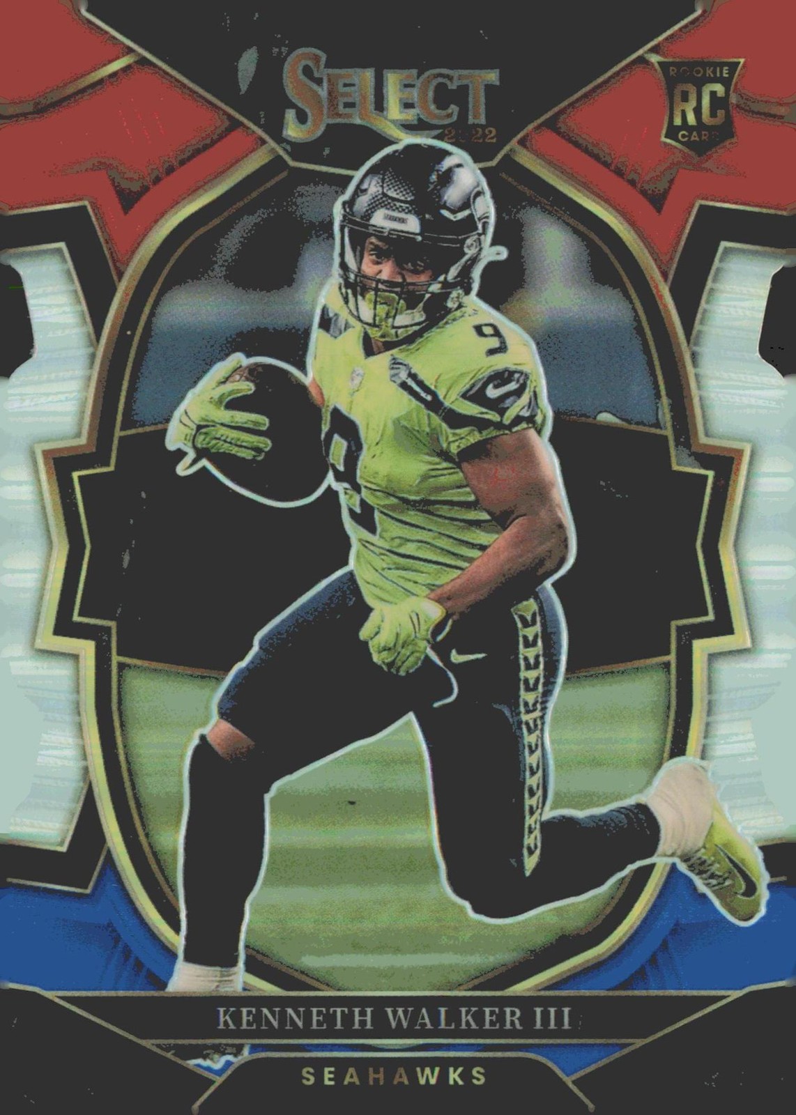 Kenneth Walker III Panini Select #2 Red/Blue Die Cut