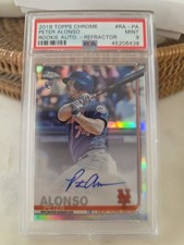 PETE ALONSO 2019 TOPPS CHROME RC RA-PA NEW YORK METS REFRACTOR AUTO /499 PSA 9