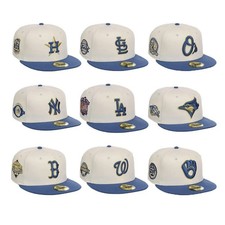 New MLB Hat Series LA Dodgers Cream/Blue Fitted 59FIFTY Baseball Cap Gray Hat