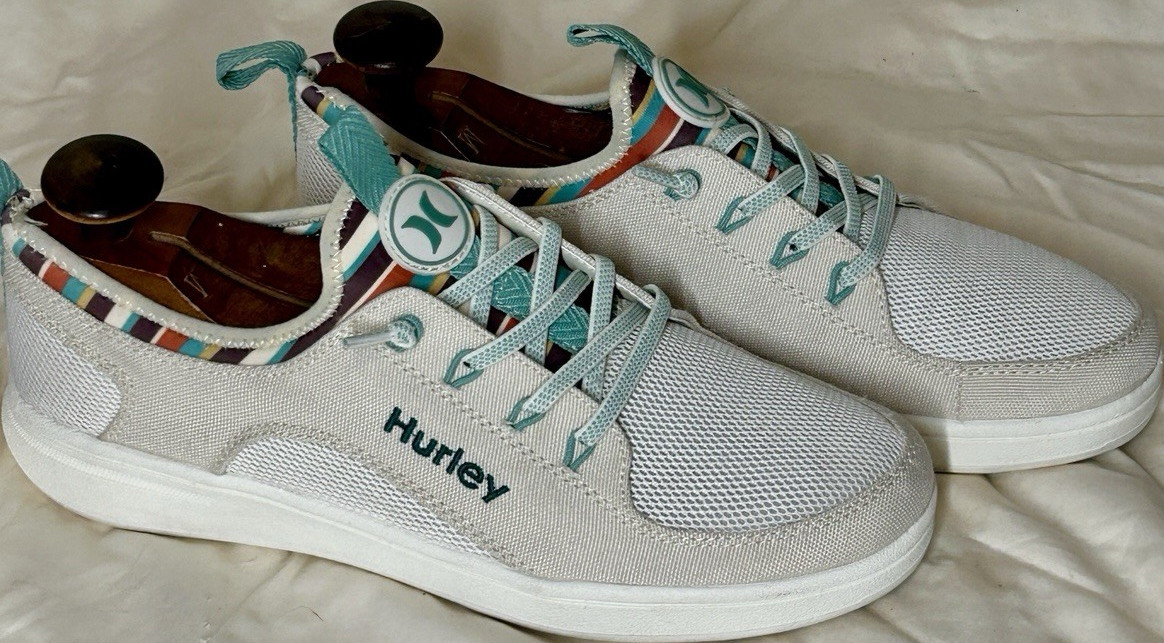 Hurley Castaic Women’s Sneakers White Teal Multicolor Striped size 10