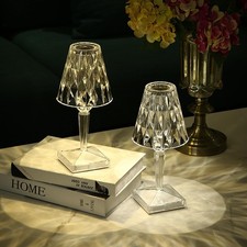 2pcs Crystal Table Lamp Touch Control Crystal Rose Lamp, 2000mAh Rechargeabl...