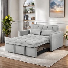 3 in 1 Convertible Sleeper Sofa Pull Out Bed Loveseat Couch Adjustable Backrest