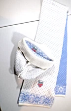 VTG Norlender 100% Pure Wool Scarf & Hat Off White Blue Snowflake Norway