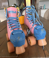 Impala Roller Skates Pink/Blue Quad Skates with Peach Wheels