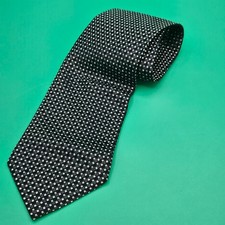 ROBERTO VILLINI MENS NECK TIE Black Geometric Vintage 100 Silk Made In Korea