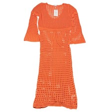 NWT ZARA Crochet Orange Coverup Long Dress Size Small