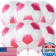 Katchon 22" Pink Soccer Ball Balloons - 6pk for Birthday Party Decorations