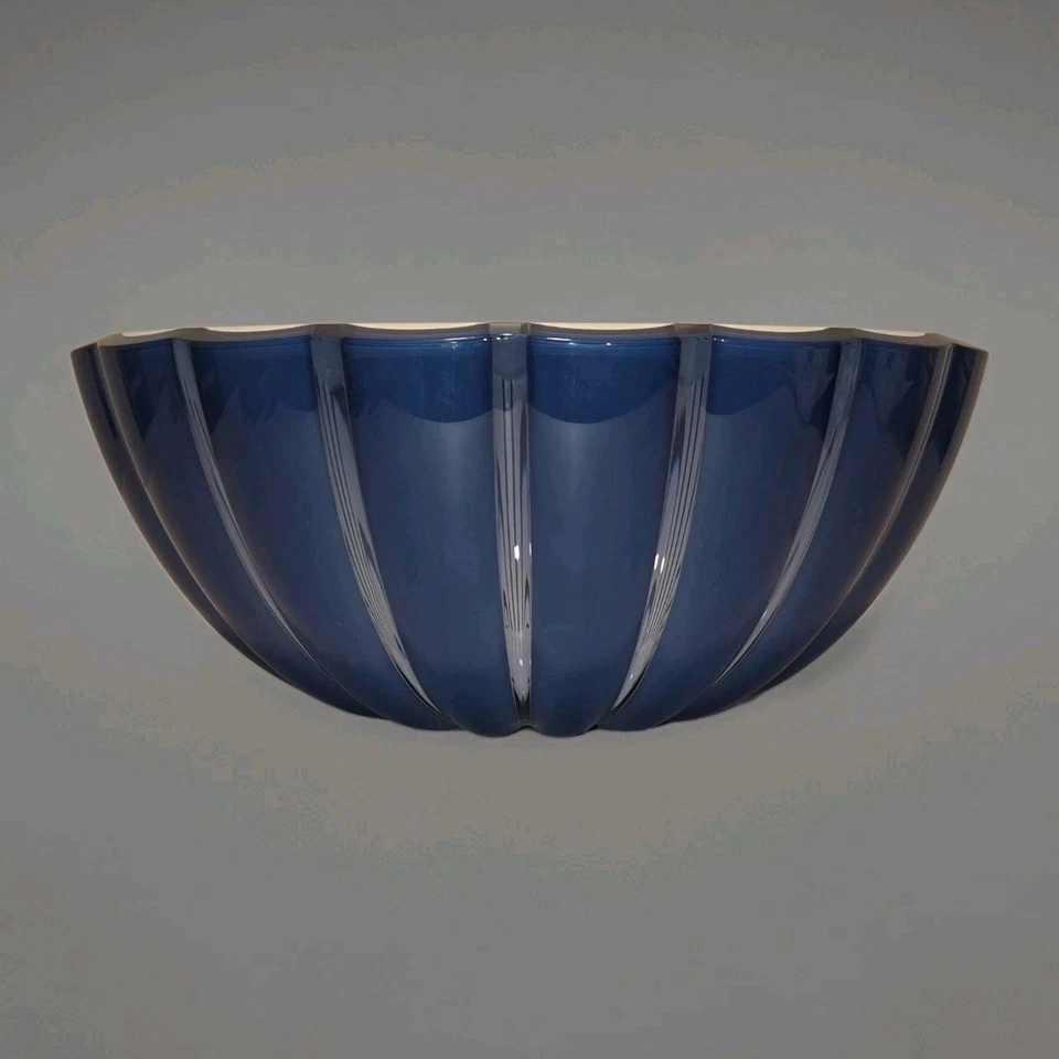 Cuenco para servir acrílico Guzzini Grace azul blanco Italia ensalada italiana acanalada Foto 2 de 4