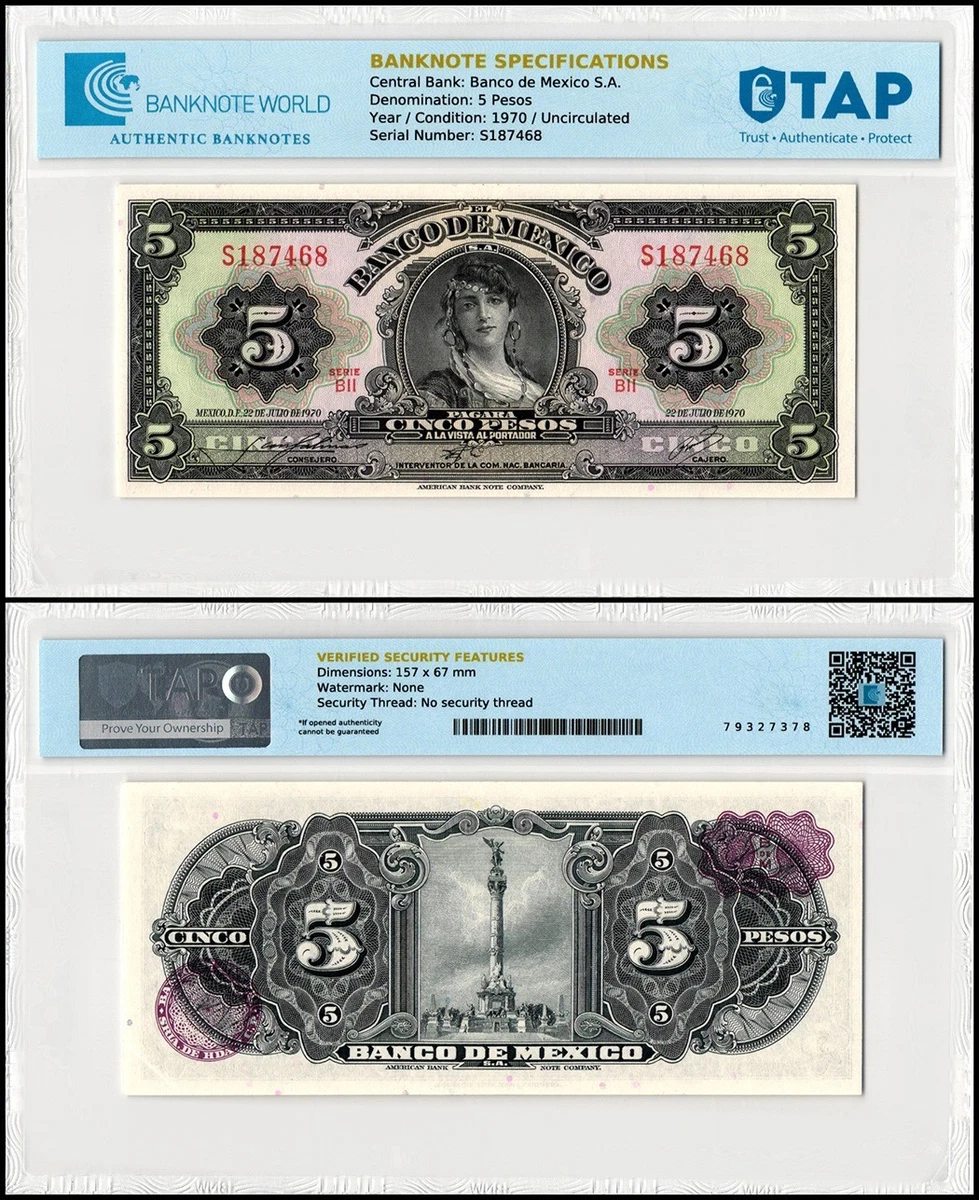 Las mejores ofertas en Papel moneda mexicana 1970 | eBay