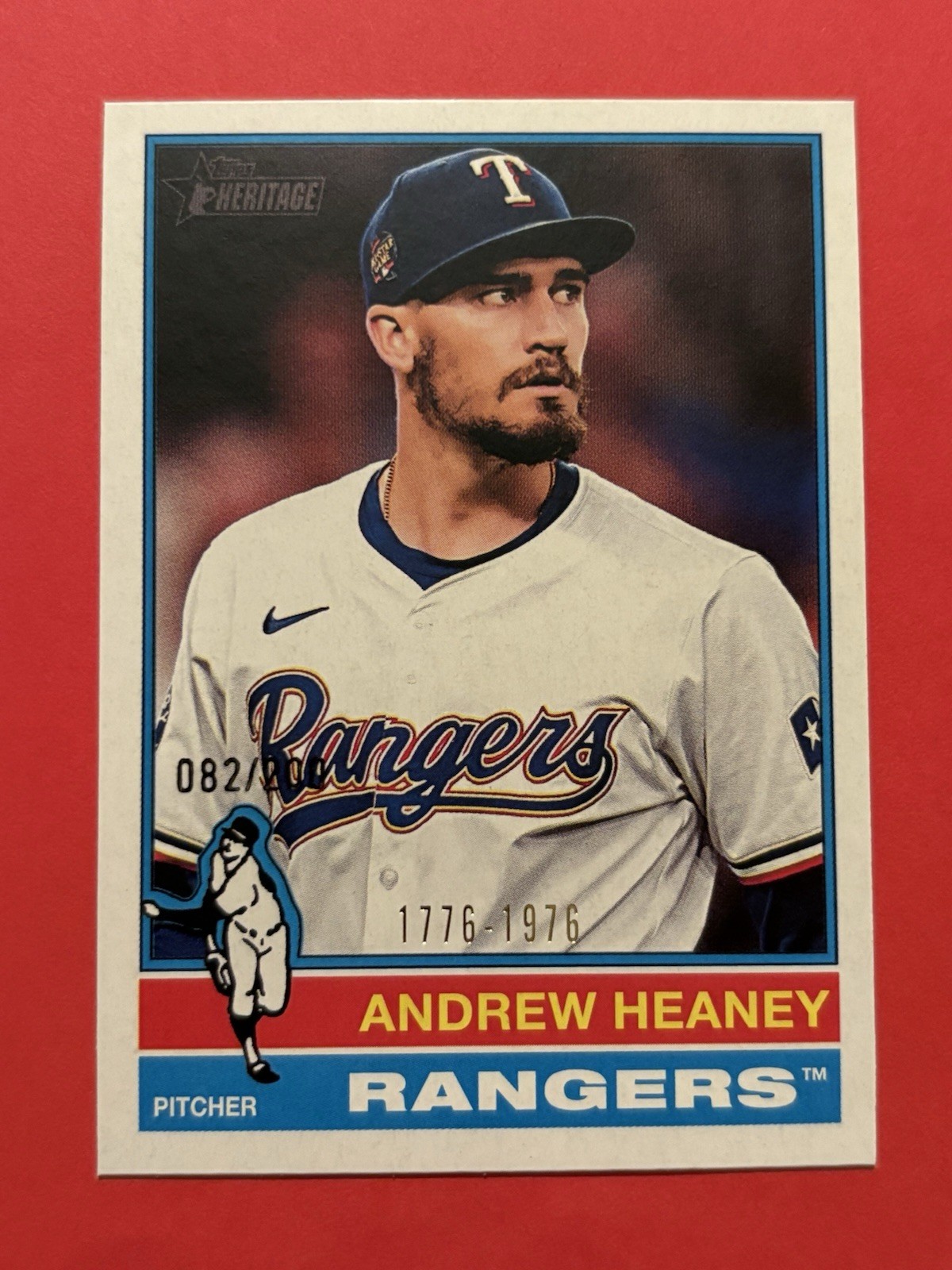 Andrew Heaney 2025 Topps Heritage #55 Rangers Bicentennial 1776-1976 Card 082/200