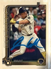 ISAAC COLLINS Milwaukee Brewers Signed 2025 Topps Rookie Card #657 - AUTO