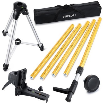Firecore 12 Ft./3.7M Professional Laser Level Pole with Tripod and Yellow