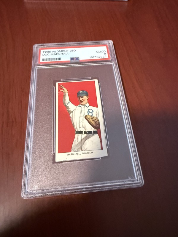 1909-11 T206 Piedmont 350 Doc Marshall Rookie Card. PSA 2