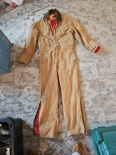 Vtg Walls Blizzard Pruf Insulated Coveralls Brown Canvas Large