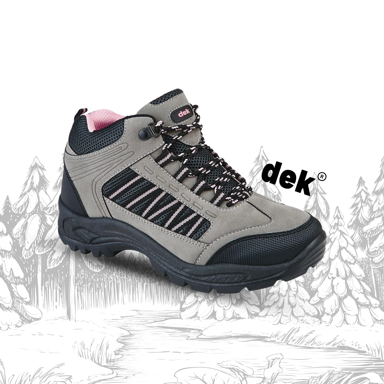 Womens Hiking Trail Boots Dek Mid Ankle Walking Trek Lace Up Ladies Shoes
Opens in a new window or t