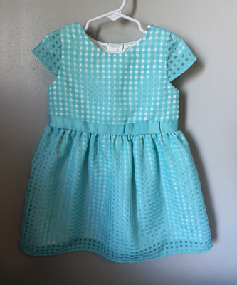 The Children s Place Girls 4T Blue Gingham Jacquard Fit & Flare Bow Dress