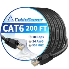 CableGeeker Cat 6 Ethernet Cable 250 ft, High Speed 10Gbps Internet Network